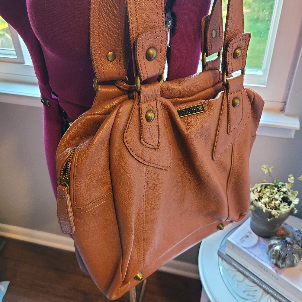 Joe's Jeans camel leather satchel bag